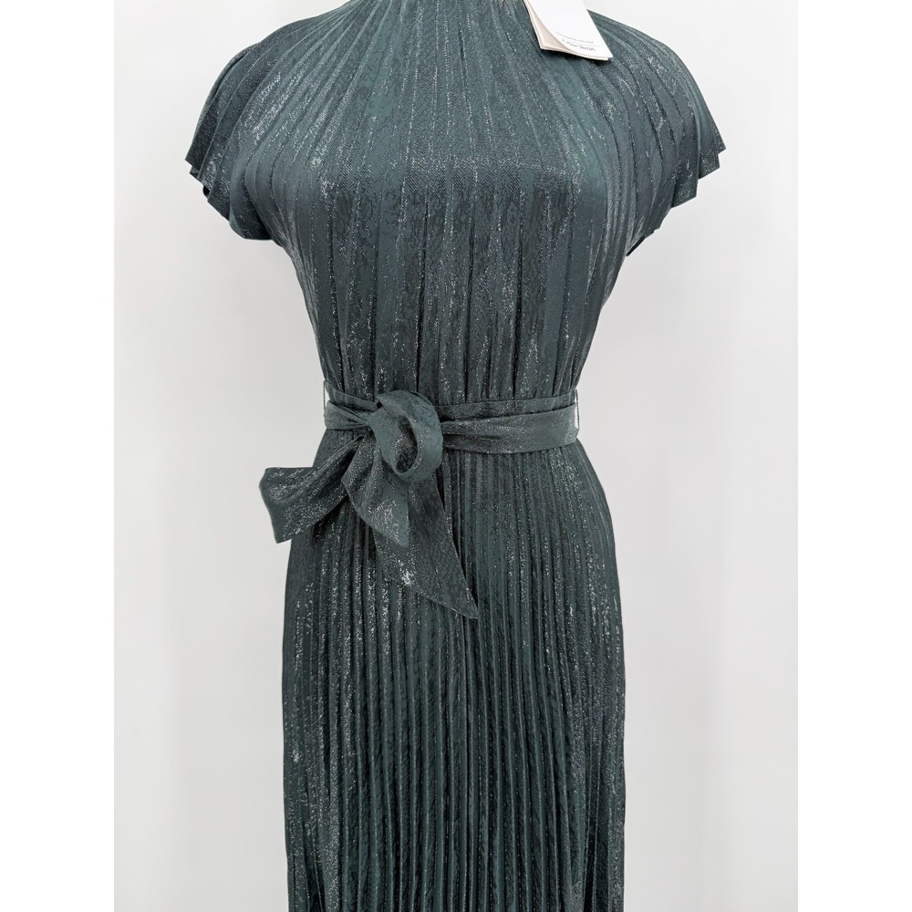 & Other Stories Womens Green Shimmer Pleated Maxi Dress Size 4 Holiday NEW - Picture 4 of 16